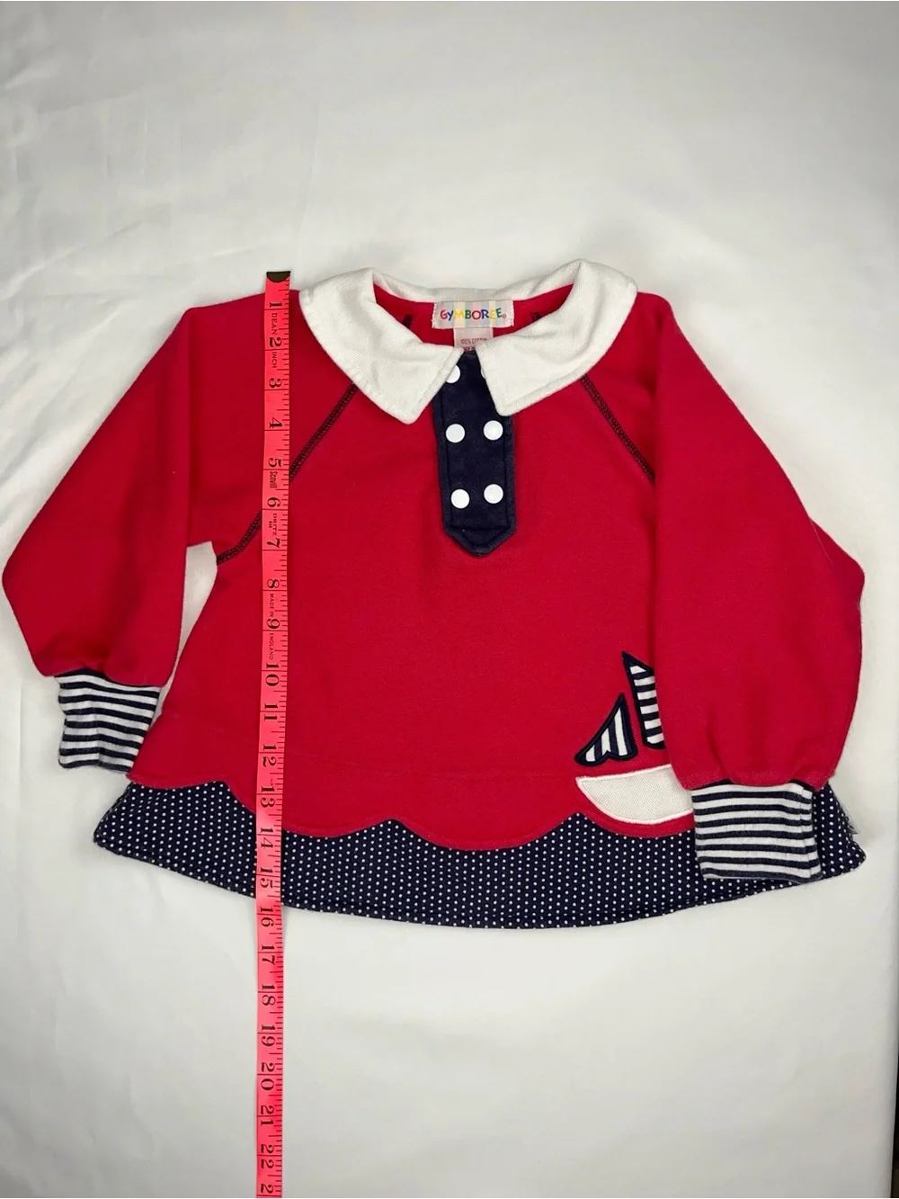 Gymboree 90s Nautical Embroidered Sailboat Rainbow Tag Polka Dot Vintage Top M